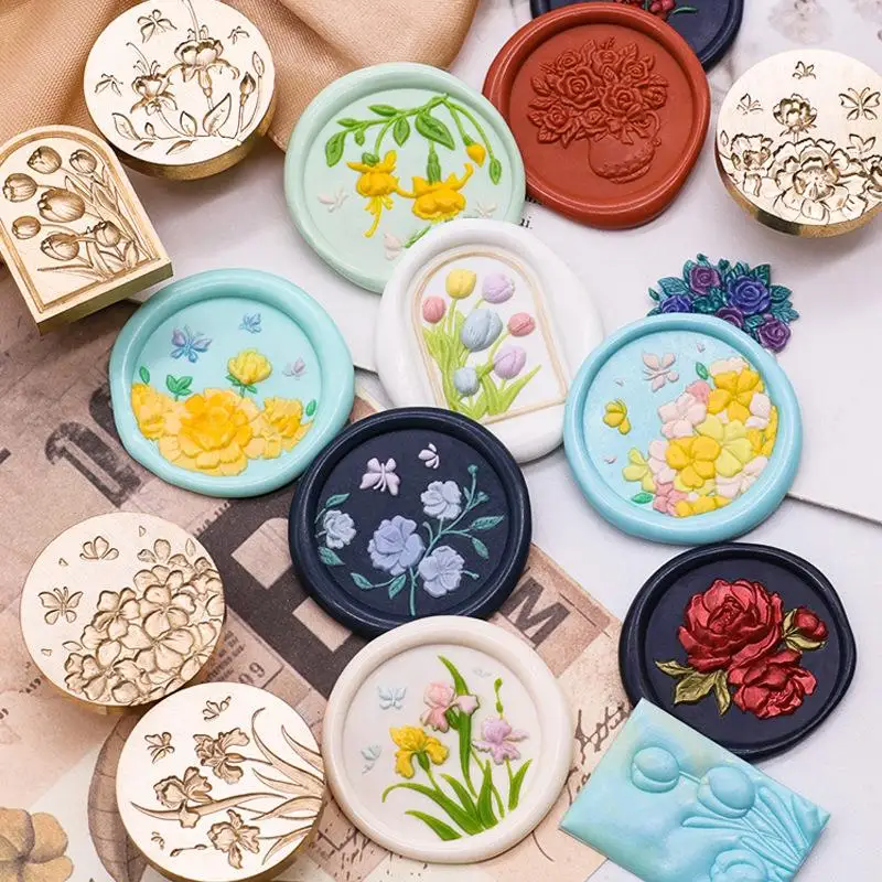 3D Flowers Plants Sealing Wax Seal Stamp Head For Scrapbooking Cards Envelopes Wedding Invitations Wedding Gifts Decor