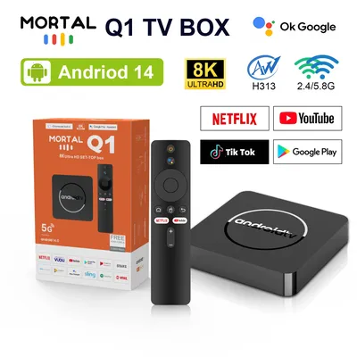 Android TV Box Mortal Q1 CPU Allwinner H313 Support 2.4G/5.8G Wifi BT5.2 Google Assistant 2GB RAM 16GB 8GB ROM Smart Home TV Box