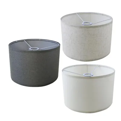 Drum Lamp Shades E27 E26 Linen Round Lamp Shade for Table Lamps Easy Assembly Lampshade for Table Lamps Floor Lamps Bedside Gray