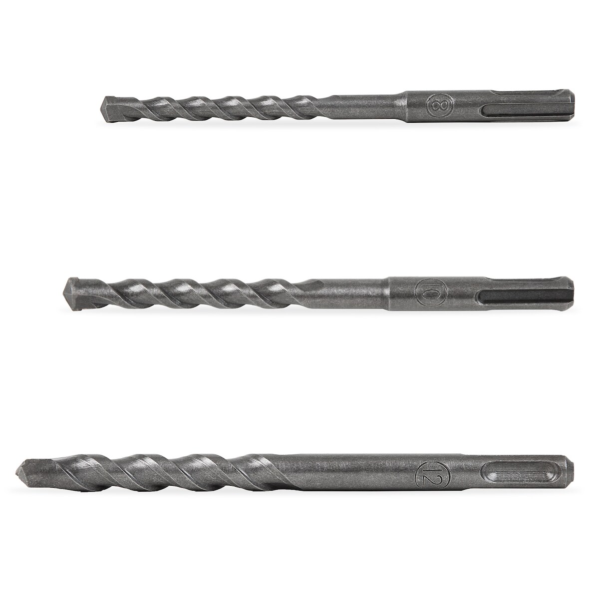 EBERTH SDS Plus Bohrer Set 3-tlg. 8/10/12mm Betonbohrer aus Hartmetall, 2-Schneider, Zubehör für Bohrmaschine Image