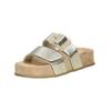 Pantolette PAUL GREEN "Paul Green Pantoletten Lederimitat", Damen, Gr. 38,5, grau (platin), Lederimitat, casual, Schuhe