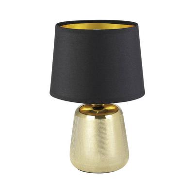 EGLO Tischleuchte "MANALBA 1", schwarz (goldfarben schwarz, gold), Ø 20,00cm H: 30,00cm, Lampen, Textil Nachttischlampe, Keramik, gold, Tischleuchte, Schlafzimmer Image