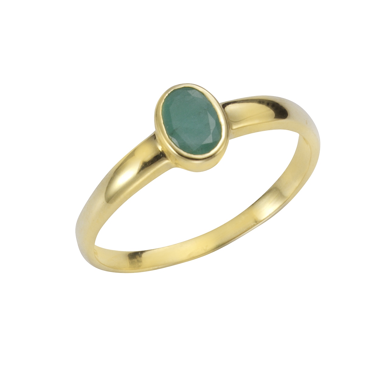 Fingerring VIVANCE "Gold 585 mit echtem Smaragd 6x4mm" Gr. 62, gelb, Fingerringe, Damen, 062 (19,7), Gold Image