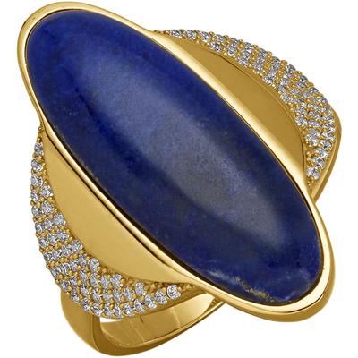 Fingerring FIRETTI "Schmuck Geschenk Silber 925 Damenring Ring Oval" Gr. 54, blau (gelbgoldfarben, dunkelblau, kristallweiß, dunkelblau, kristallweiß), Fingerringe, Damen, 54, Silber 925 (Sterlingsilber), mit Lapislazuli, Zirkonia (synth.) Image