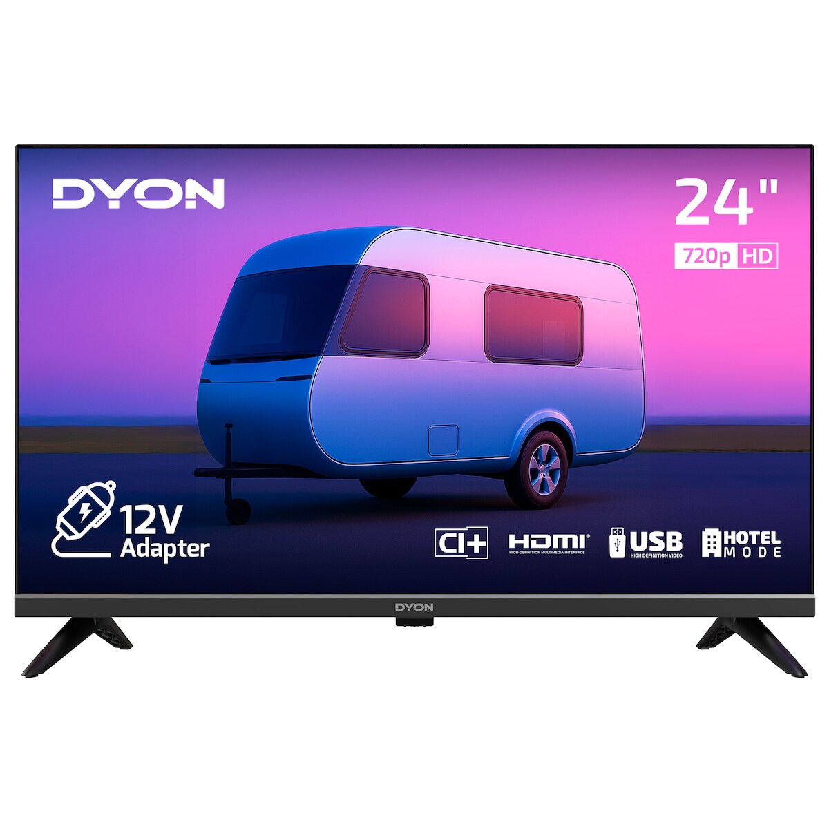 DYON Enter 24 Pro-X-V LED TV, 24 Zoll, 1.366 x 768 (720p) HD, 12V Anschluss, HD Triple-Tuner, Hotel Modus Image