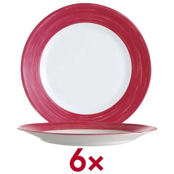 Arcoroc Desserteller Brush Teller flach 19,3 cm - 6 Stück 6 Stück rot, 19.3x2.5x19.3 cm