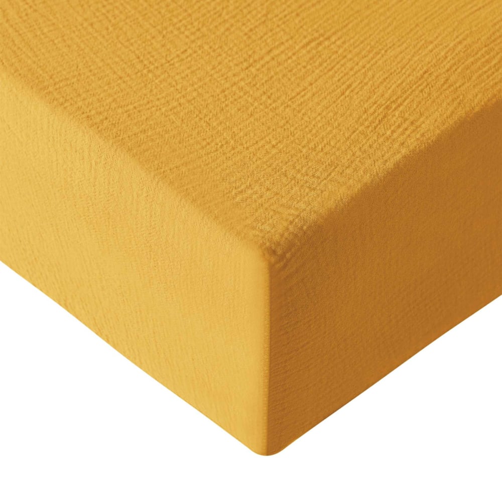 Drap-housse en gaze de coton bonnet 30 cm Caramel 90x200 cm