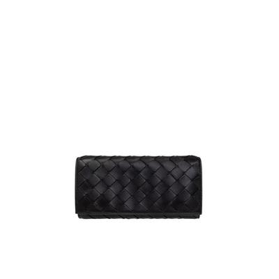 Intrecciato Large Flap Wallet - Black - Bottega Veneta Wallets