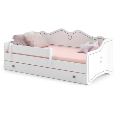 Kleinkinderbett 80x160cm - mit Ausziehbett - 2 Matratzen - weiß grau Image