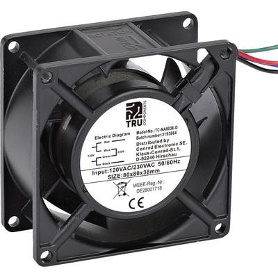 TC-NA8038-D Axiallüfter 230 v/ac, 120 v/ac 85 m³/h (l x b x h) 80 x 80 x 38 mm - Tru Components Image