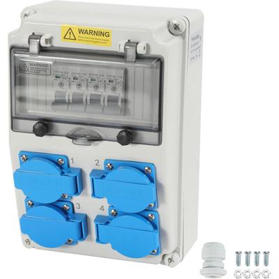 Swanew Wandverteiler mit Leitungsschutzschalter, Stromverteiler 16A Baustromverteiler 4xSchuko und Image