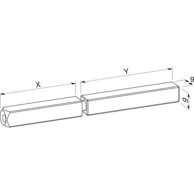 Eco Drückerstift geteilt Vierkant 9 mm, 50/60 mm Vierkantstift Stahl verzinkt Image