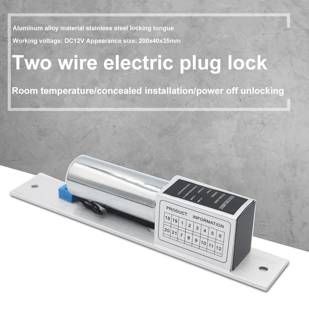 2-Draht DC12V elektrisches Riegelschloss mit magnetischem Ausgang, Einsteckschloss, Riegel, ausfallsicheres elektronisches Türschloss, U-Halterung für Glastüren Image