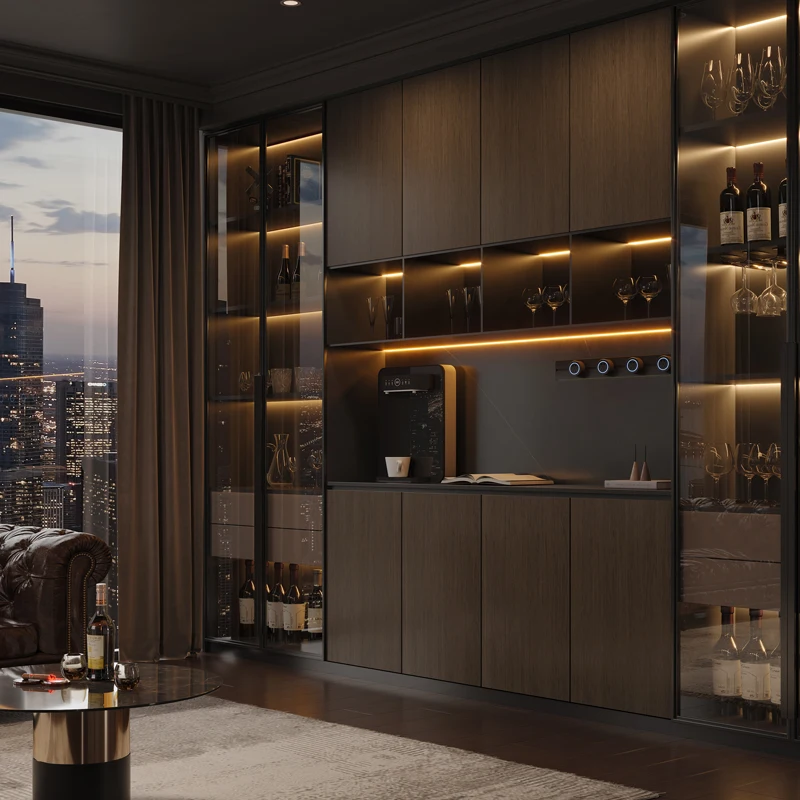 Luxus Holz Schränke Lagerung Haus Container Organizer Wohnzimmer Schränke Display Wein Bücherregal Gabinete Trendige Möbel