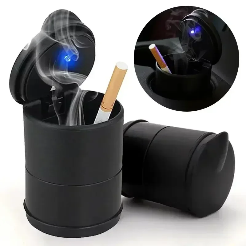 Neue Auto Aschenbecher LED Legierung Aschenbecher Kunststoff Tasse Tragbare Rauchfreien Auto Aschenbecher Flammschutzmittel Zigarette Halter Box Zubehör