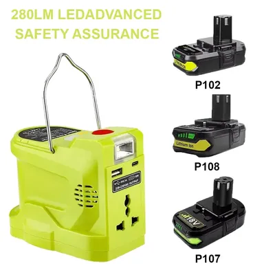 200W Li-Ion Batterie Inverter LED Arbeit Lampe USB Power Bank Für Ryobi 18V Li-Ion Nickel Batterie P102 P103 p104 P105 P107 P108