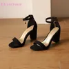 2025 Sommerklassiker Schwarz Rot Damen Sandalen Sexy 8,5 cm hoher Blockabsatz Bürodame Kleid Schuhe Plus Große kleine Größe 10 32 45 48