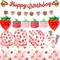 Erdbeere Geburtstag Party Dekorationen Teller Servietten Tassen Banner Erdbeere Boxen Ballon für Kinder Obst Geburtstag Party Supplies
