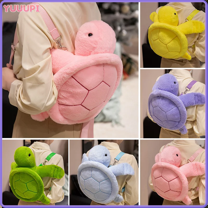 Kawaii Schildkröte Rucksack Plüschtiere Gefüllte Weiche Tier Schildkröte Kissen Kissen Wohnkultur Geburtstagsgeschenke Zurück zur Schule Anime Geschenke Image