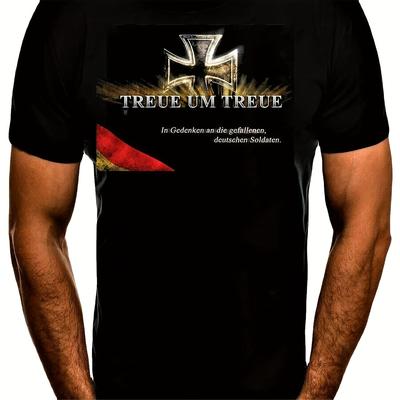 TEMU Fidelity For Fidelity. German Soldiers Of Glory T-shirt. Summer Cotton Short Sleeve O-neck Mens T Shirt -3xl Image