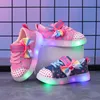Kids'Casual Schuhe Mädchen Led Licht Leinwand Frühling Bogen Polka dot Für Anti-slip Deck Schuhe Rosa Lila Größe 21-30