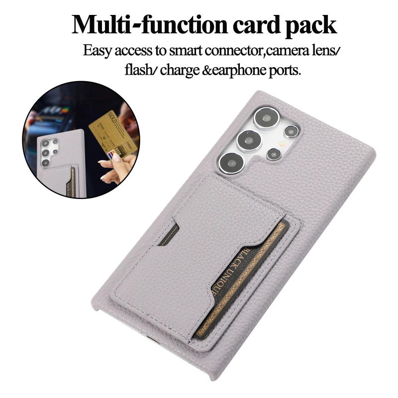 Luxus Einfarbig Links Rechts Brieftasche Karte Slot Harte PC Telefon Fall Für Samsung S25 Ultra Rand S23 S22 S24 ultra Plus Stoßstange Abdeckung Image