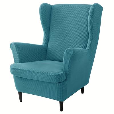 TEMU 2pcs Stretchable Velvet Wingback Chair Covers - , Machine Washable, Modern Mixed Colors (teal Blue & More), Protects Furniture & Adds Style To Your Home