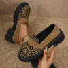 Lederschuhe für Damen, modisch, Leoparden-Plateauschuhe, Damen-Slipper, hochwertige weiche Sohle, Damenschuh, große Größe, 2025, Neu