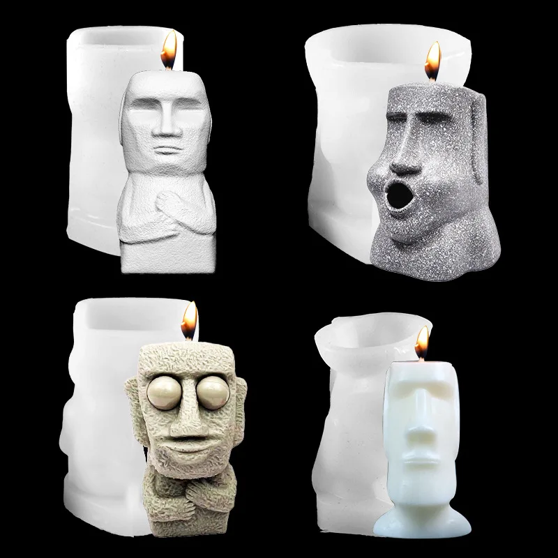 Neue Stein Mann Kerze Form DIY Gips Ornament Kuchen Form Rock Figur Harz Silikon Form Kerze, Der Kit Silikon Formen Image