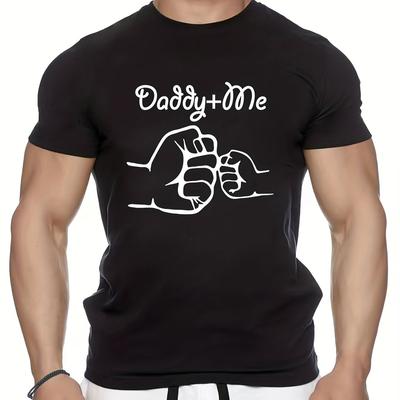 TEMU Daddy And Me Print T-shirt, Men's Casual Stretch Round Neck Tee Shirt For Summer Image