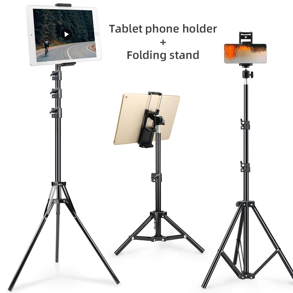 150/200 cm Stativ für Tablet und Telefon, Aluminium-Stativ, Tablet-Boden, Ipad-Stativ mit Smartphone- und Tablet-Halterung Image