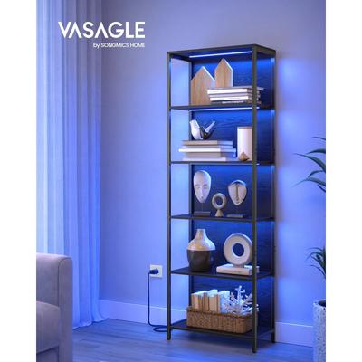 TEMU Vasagle 6-tier Bookshelf, Standing Shelf With Adjustable Led Lighting, Shelf With , For Living Room, Bedroom, Study Room Image