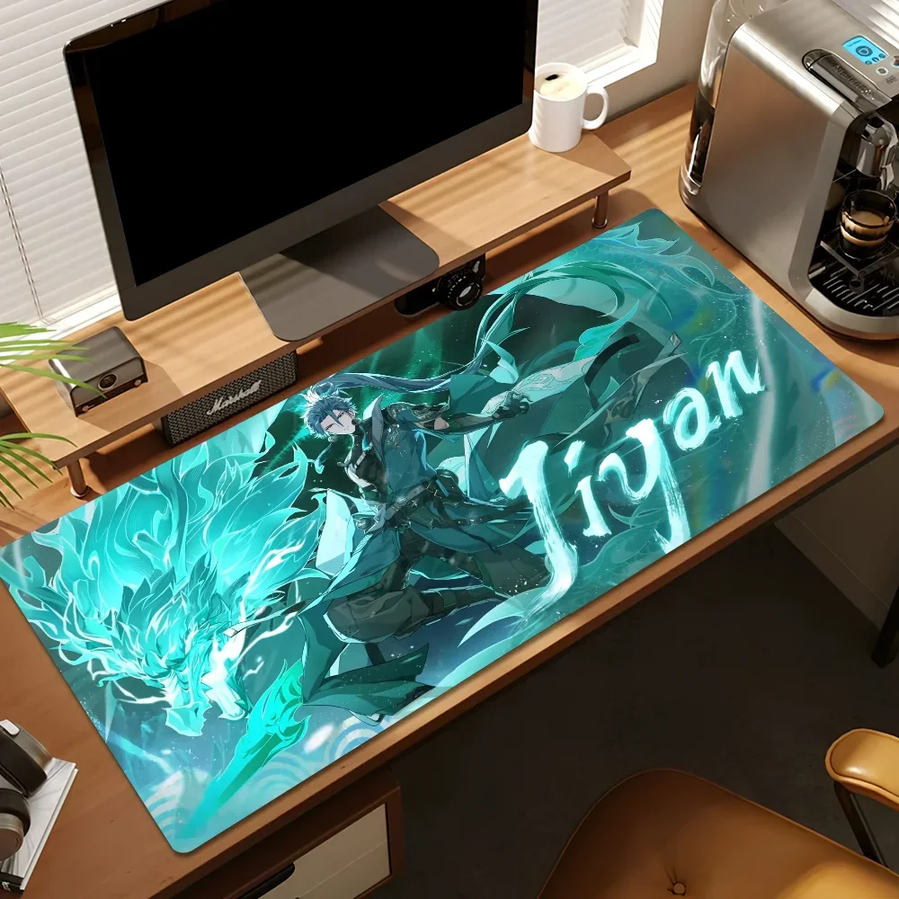 Wuthering Waves Jiyan für PC, großes Mauspad, Schreibtisch-Gaming-Mauspad, genähte Kanten, rutschfeste Gummiunterseite, verlängert Image