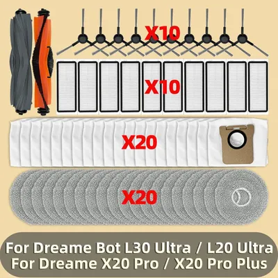 Fit Für Dreame Bot L30 Ultra/L20 Ultra /X20 Pro /X20 Pro Plus Teil Wichtigsten Seite Pinsel Mopp tuch Staubbeutel Filter Hepa Zubehör Image
