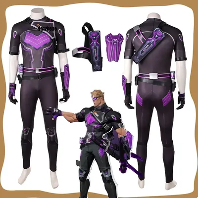 Fantasy Hawkeye Cosplay Männer Overall Handschuhe Gürtel Set Spiel Rivalen Kostüm Disguise Body Outfits Erwachsene Halloween Karneval Anzug Image