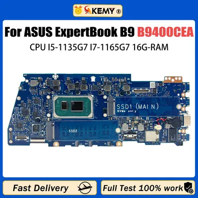AKEMY Für ASUS ExpertBook B9 B9400CEA B9400C Laptop-Motherboard mit I5-1135G7 I7-1165G7 CPU 16 GB RAM