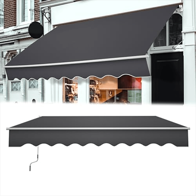 TEMU Awning Balcony Awning Articulated Arm Awning Sun Awning With Crank Patio Awning Sun Protection For Courtyards, , Grey Image