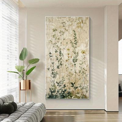 TEMU 1 Large 69.85x139.95cm Frameless Canvas Art Print - Modern Minimalist , Soft Dark Tones, Abstract Textured Background Wall Decor For Living Room And Bedroom Image