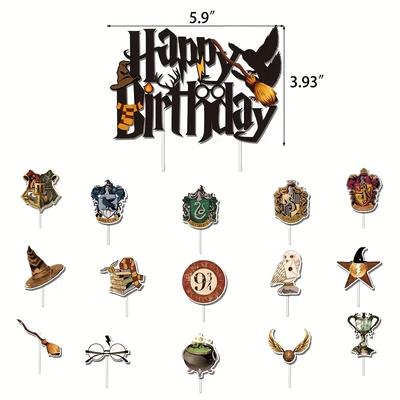TEMU 15+1pc Cartoon Magician Harry Potter Happy Birthday Decoration Party Supplies Halloween Gift Image