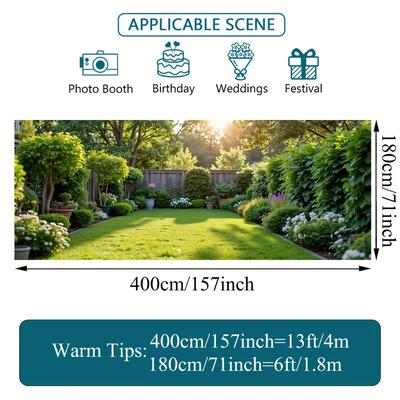 TEMU 1pc 2d Flat Printing Garden Wooden Fence Garage Door Banner, And Fun, Ideal For Garden Party Backgrounds And Festive Events Image