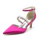 Gycdwjh Women's Stiletto High Heel Bridal Shoes Closed Toe Mid Heels Wedding Dress Pumps Crystal Ankle Strap Sexy Prom Party Sandals,Rose red,9 UK