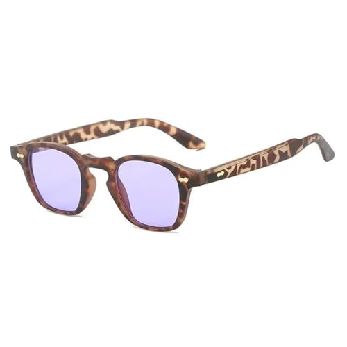 ETETGVG Fashion Rivets Sunglasses for Women Men Cool Punk Trendy Gradient Uv400(Leopard Purple)