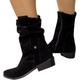 Women's Boots with Heel Rome: Cowboy Ankle Boots Women's Beige Suede Vintage Western Boots Block Heel Half Boots Ankle Boots Toe Riding Boots Side Zip Country Boots, black, 7 UK