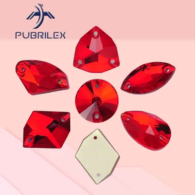 Pubrilex Light Siam All Shapes Sew On Rhinestones DIY Sewing Beads Crystal for Figure Skating Suit