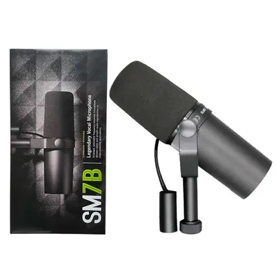SM7B Cardioid Dynamic Microphone for Studio Recording Podcasting with Smooth Audio Response and Black Metal Mic