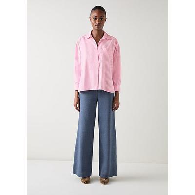 Finch Pink Stripe Cotton Relaxed Shirt, Multi