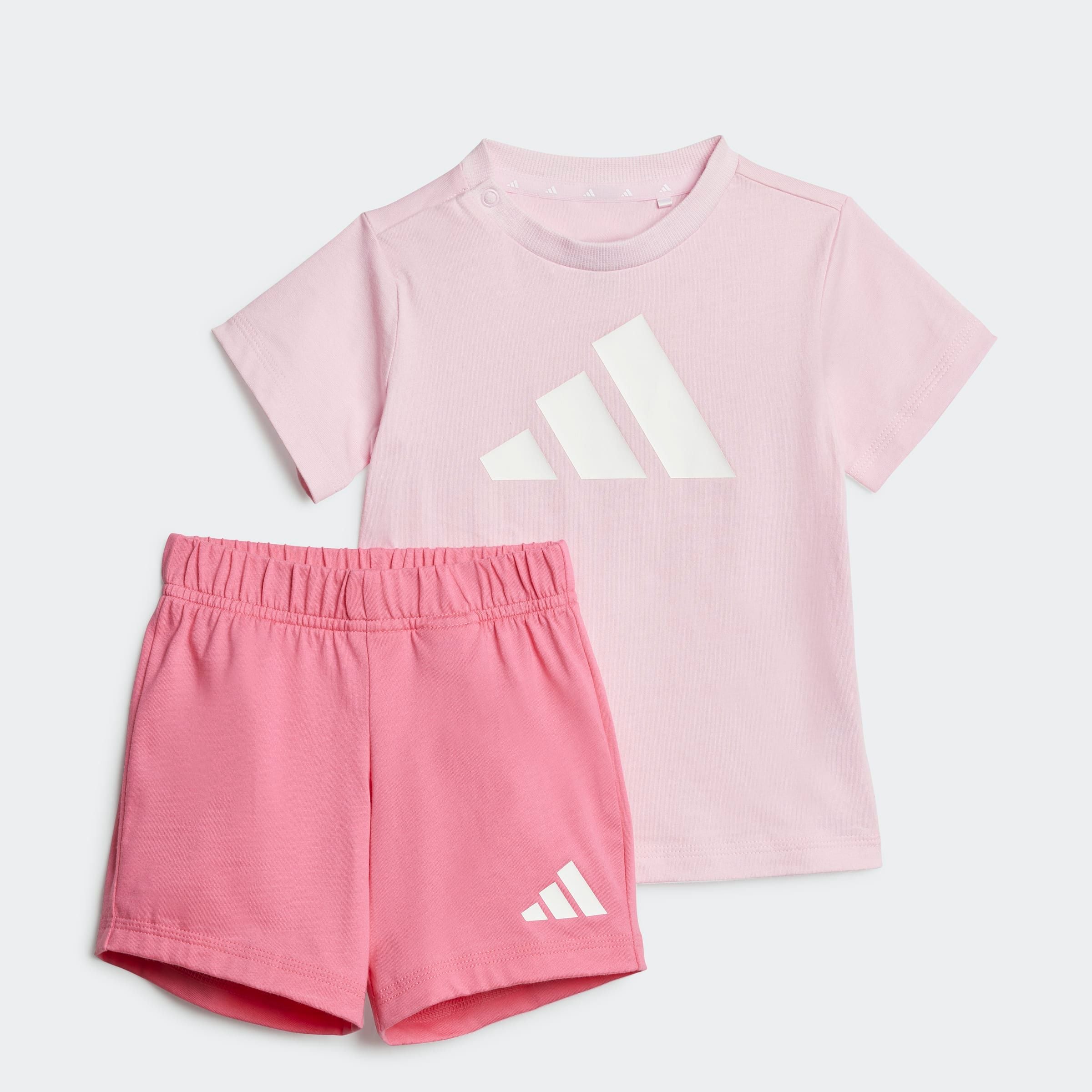 Trainingsanzug ADIDAS SPORTSWEAR "I BL T-SET 160", Kinder, Gr. 98, pink (clear pink, weiß), Obermaterial: 100% Baumwolle, Sportlich, Sportanzüge Image