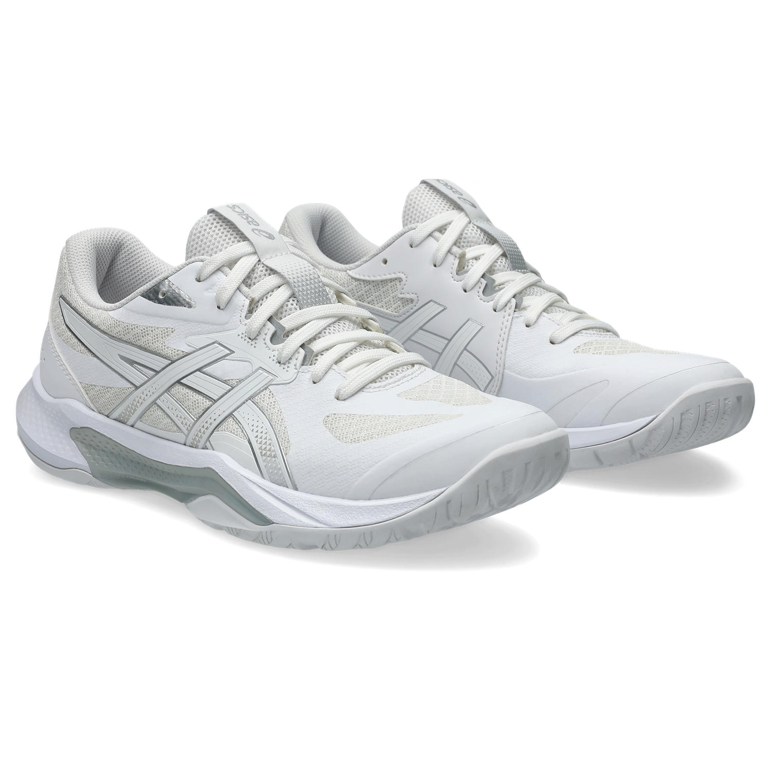 Hallenschuh ASICS "GEL-TACTIC 13", Damen, Gr. 42, weiß (weiß, pure silber), Synthetik, Schuhe Hallenschuh