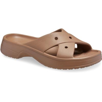 Crocs Classic Cross Strap Thermoplastische Damenmilchschokoladensandalen Image