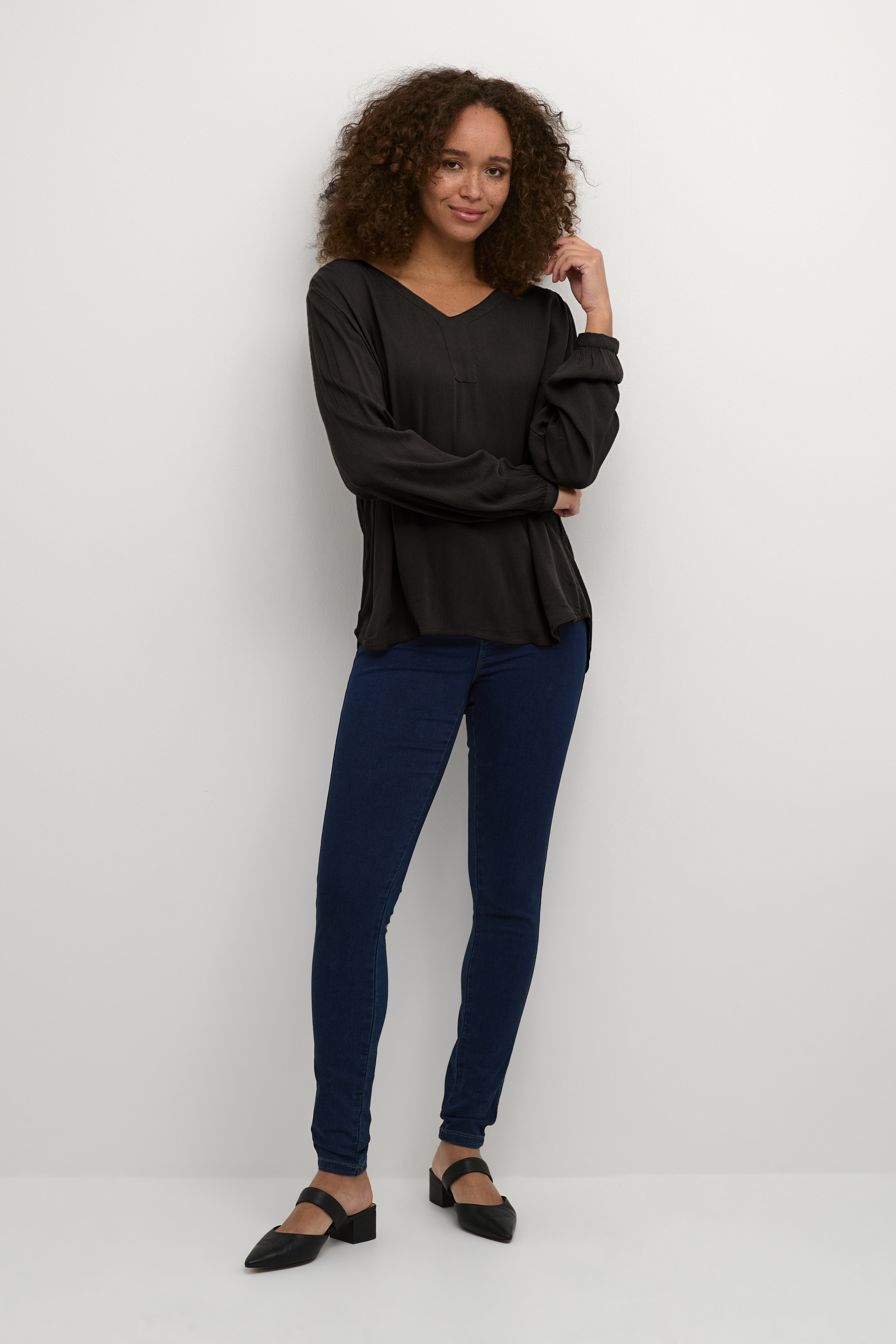 Langarm-Bluse Regular fit Blac